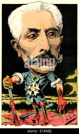Gaston Alexandre Auguste, Marquis de Galliffet, 1830 - 1909, le français général et ministre de la guerre, la caricature politique, 1882, Banque D'Images