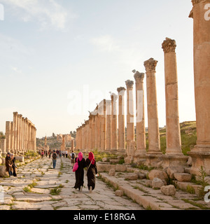 Ruines du Forum à la ville romaine de Jerash, Jordanie près de Gérasa Banque D'Images