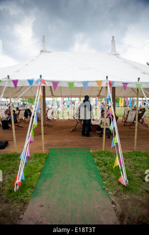 Le mardi 27 mai 2014, Hay on Wye, UK Photo : vue sur le site du Festival à Hay Re : Le Hay Festival, Hay on Wye, Powys, Pays de Galles, Royaume-Uni. Banque D'Images