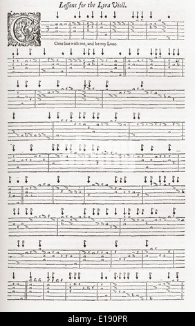 La Baite, un poème de John Donne, mis en musique par William Corkine dans son deuxième livre de Sari, 1612. Banque D'Images