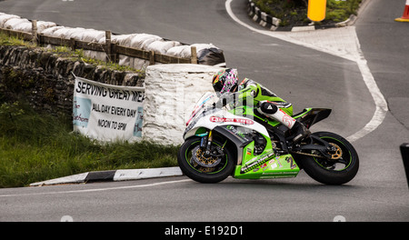 James Hillier durant la pratique, 2014 TT Ile de Man Banque D'Images