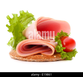 Sandwich avec jambon de porc sur fond blanc dentelle Banque D'Images