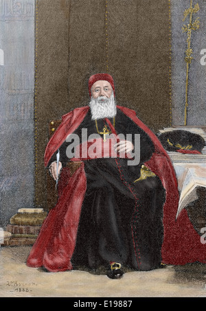 Charles Lavigerie (1825-1892). Missionnaire français et le cardinal. Gravure de Bonnat, 1888. De couleur. Banque D'Images