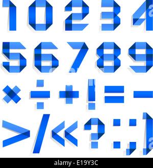 Font repliés depuis le papier de couleur - bleu arabe les chiffres (0, 1, 2, 3, 4, 5, 6, 7, 8, 9). Illustration de Vecteur