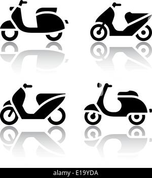 Ensemble d'icônes de transport - scooter et cyclomoteur, vector illustration Illustration de Vecteur