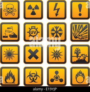 Symboles de danger vecteurs orange signe, coins arrondis Illustration de Vecteur