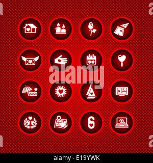 Définir les icônes de la Saint-Valentin, l'amour signe romantique, 10eps Illustration de Vecteur