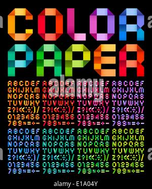 Alphabet spectrale de ruban couleur de papier plié. Set de 8 couleurs différentes sur un fond noir. Vector illustration. Illustration de Vecteur