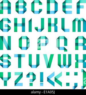 Lettres spectrale de ruban de papier plié-turquoise - alphabet romain Illustration de Vecteur
