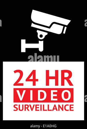 Autocollant d'avertissement d'alarme de sécurité pour la surveillance caméra CCTV Illustration de Vecteur