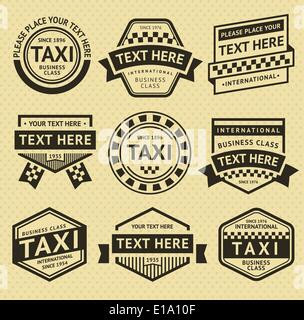 Ensemble d'étiquettes de taxi, style vintage, vector illustration Illustration de Vecteur