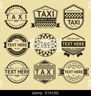 Les étiquettes de taxi, style vintage, vector illustration Illustration de Vecteur