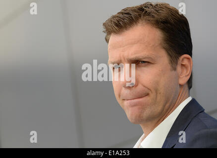 L'Italie, de Passeier. 28 mai, 2014. DFB manager de l'équipe Oliver Bierhoff assiste à une conférence de presse sur la formation d'un composé à St Leonhard Passeier en, Italie, 28 mai 2014. L'Allemagne national soccer squad se prépare pour la prochaine Coupe du Monde de la FIFA 2014 au Brésil à un camp d'entraînement dans le Tyrol du Sud jusqu'au 30 mai 2014. Photo : Andreas GEBERT/DPA/Alamy Live News Banque D'Images