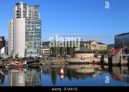 Royaume-uni, Irlande du Nord, Belfast, Laganside Lagan Weir,, Banque D'Images