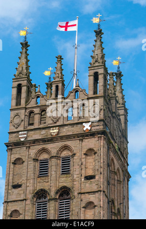 Tour de la Collégiale de St Mary, Warwick, Angleterre Banque D'Images