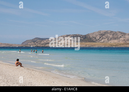 Plage de La Pelosa en Sardaigne, Italie Banque D'Images