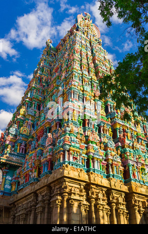 Hindu Temple Meenakshi à Madurai, Tamil Nadu, Inde du Sud Banque D'Images