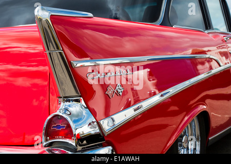 1957, Chevrolet Bel Air. Chevy focus sélectif. Classic American car Banque D'Images