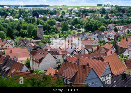 Vue sur la ville de Warburg, Rhénanie du Nord-Westphalie, Allemagne, Europe Banque D'Images