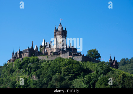 Voir jusqu'à château reichsburg cochem, Rhénanie-Palatinat, ville, Germany, Europe Banque D'Images