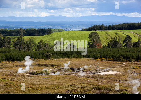 Cratères de la Lune zone thermale, Taupo, île du Nord, Nouvelle-Zélande Banque D'Images