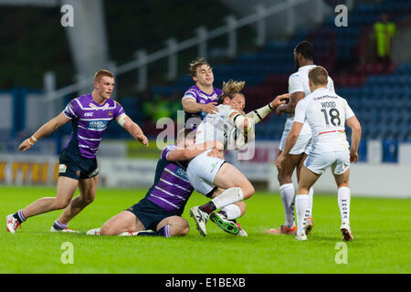 Huddersfield, UK. 29 mai, 2014. Eorl Crabtree en action lors de la Super League match entre Huddersfield Giants et Wigan Warriors au John Smiths Stadium. Credit : Action Plus Sport/Alamy Live News Banque D'Images