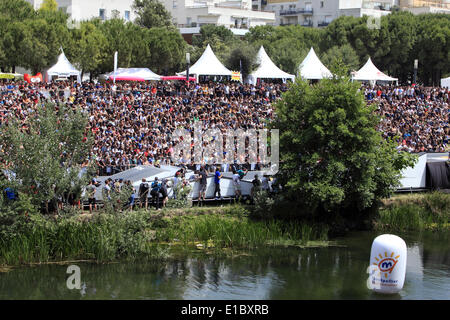 Montpellier, Languedoc Roussillon, France, 29 mai 2014. Festival International des Sports extrêmes ayant lieu sur les rives du fleuve Lez. Credit : Digitalman/Alamy Live News Banque D'Images