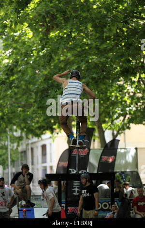 Montpellier, Languedoc Roussillon, France, 29 mai 2014. Festival International des Sports extrêmes ayant lieu sur les rives du fleuve Lez. Credit : Digitalman/Alamy Live News Banque D'Images