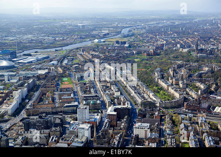 Le centre-ville de Glasgow à partir de l'air, le Centre de l'Écosse, au Royaume-Uni, à l'est sur l'ouest et le Clyde Banque D'Images