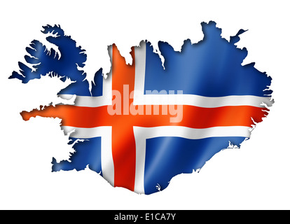 L'Islande Carte Drapeau, trois dimensions, render, isolated on white Banque D'Images