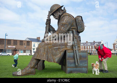 '1101'Steel sculpture soldat, Seaham, County Durham, England, UK Banque D'Images