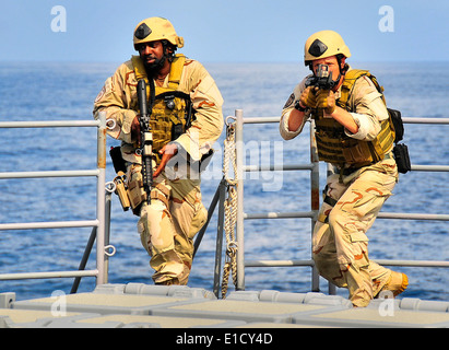 Les membres d'une visite, un conseil, une équipe de recherche et de saisie du littoral lutte contre le USS Freedom (LCS 1) mener des exercices tactiques Banque D'Images