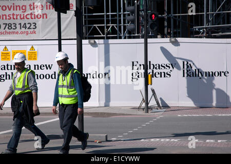 Construction de jardins de l'ambassade développement résidentiel adjacent au site de la nouvelle ambassade américaine à neuf Elms, sud de Londres Banque D'Images