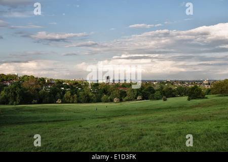 Vue sur la Colline du Parlement, champs, Hampstead Heath, London, UK Banque D'Images