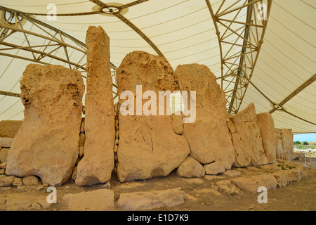 Ħaġar Qim, Ħaġar Qim temples Mnajdra & Parc Archéologique, District du sud-est, de Qrendi Malte Xlokk, région, République de Malte Banque D'Images