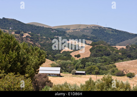 Un couple de bâtiments agricoles dans la région de San Juan Bautista, en Californie. Banque D'Images