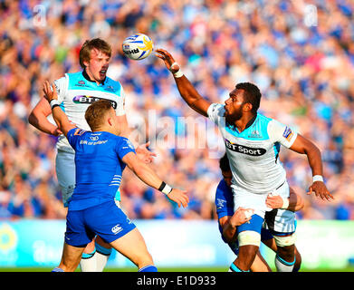 Dublin, Irlande. 31 mai, 2014. Leone Nakarawa (Glasgow) décharge au cours de l'RaboDirect Pro12 match final entre Leinster et Glasgow au RDS Arena. Credit : Action Plus Sport/Alamy Live News Banque D'Images