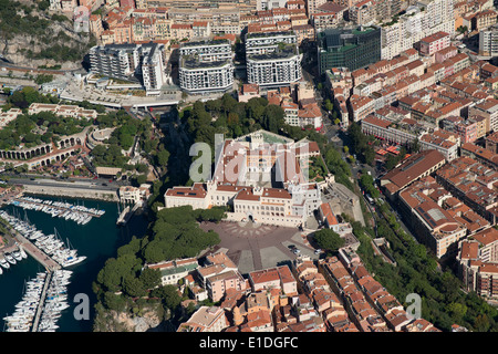 VUE AÉRIENNE.Palais du Prince.Monaco-ville (aussi appelé le Rocher), Principauté de Monaco. Banque D'Images