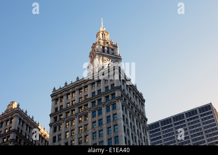 Une vue sur le Wrigley building de la Magnificent Mile à Chicago, Illinois Banque D'Images