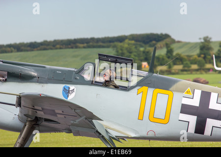 Messerschmitt Bf 109, également connu sous le nom de ME 109, Allemand Seconde Guerre mondiale avion de chasse de la Luftwaffe au meeting aérien de Duxford Banque D'Images