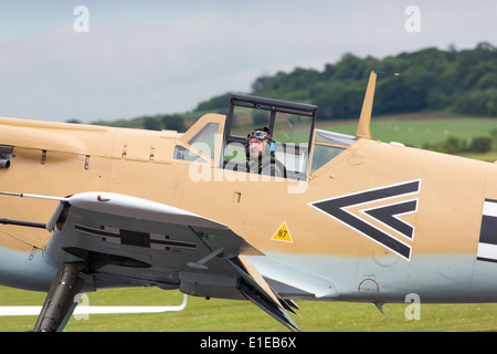 Messerschmitt Bf 109, également connu sous le nom de ME 109, Allemand Seconde Guerre mondiale avion de chasse de la Luftwaffe au meeting aérien de Duxford Banque D'Images