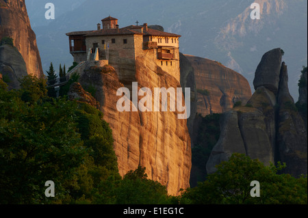 La Grèce, la Thessalie, Météores, monde de l'Unesco, le monastère de Roussanou Hertitage Banque D'Images