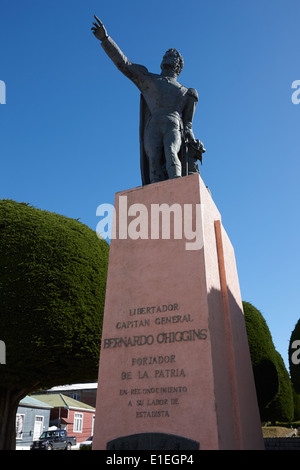 Statue du Libertador Bernardo O'Higgins Punta Arenas Chili Banque D'Images