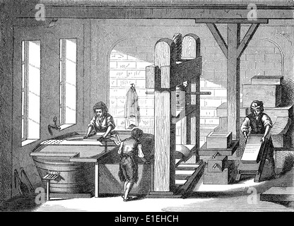La fabrication du papier, 19e siècle, Banque D'Images