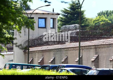 Une vue sur une tour de la prison de Landsberg à Landsberg am Lech, Allemagne, 02 juin 2014. Deux mois et demi après sa condamnation pour fraude fiscale l'ancien président du Bayern Munich, Hoeness, a commencé sa peine de prison dans la région de Landsberg am Lech. Photo : Karl Josef OPIM/DPA Banque D'Images