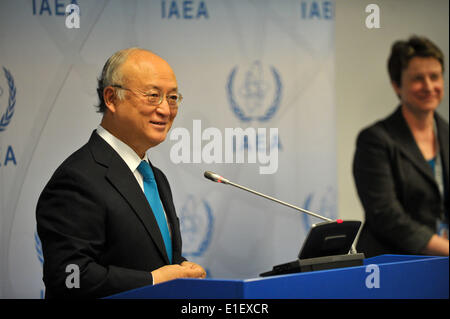 Vienne, Autriche. 2 juin, 2014. Yukiya Amano, directeur général de l'Agence internationale de l'énergie atomique (AIEA) assiste à une conférence de presse après une réunion du Conseil de l'AIEA à Vienne, Autriche, le 2 juin 2014. De surveillance nucléaire de l'Organisation des Nations Unies prendra du temps avant de se prononcer sur l'évaluation de son programme nucléaire contesté de Téhéran, le chef a déclaré lundi. © Qian Yi/Xinhua/Alamy Live News Banque D'Images