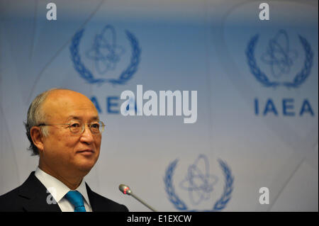 Vienne, Autriche. 2 juin, 2014. Yukiya Amano, directeur général de l'Agence internationale de l'énergie atomique (AIEA) assiste à une conférence de presse après une réunion du Conseil de l'AIEA à Vienne, Autriche, le 2 juin 2014. De surveillance nucléaire de l'Organisation des Nations Unies prendra du temps avant de se prononcer sur l'évaluation de son programme nucléaire contesté de Téhéran, le chef a déclaré lundi. © Qian Yi/Xinhua/Alamy Live News Banque D'Images