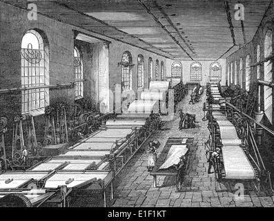 La fabrication du papier, 19e siècle, Banque D'Images