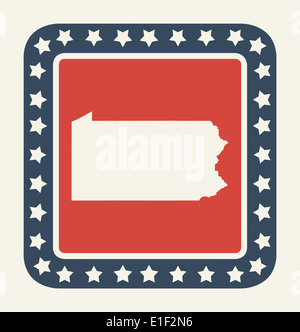 Bouton d'état de Pennsylvanie sur drapeau américain dans télévision web design style, isolé sur fond blanc. Banque D'Images
