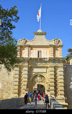 Mdina Gate, Mdina (Città Vecchia), District de l'Ouest, Malte Majjistral Région, République de Malte Banque D'Images